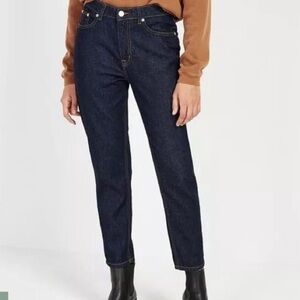 Frank & Oak Billie Relaxed Blue High Rise Dark Wash‎ Denim Cropped Jeans Size 25
